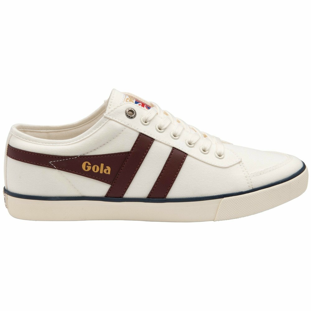 Basket Gola Vegan Comet Plimsoll Blanche Bordeaux Bleu Marine Homme | YVFD-42071936