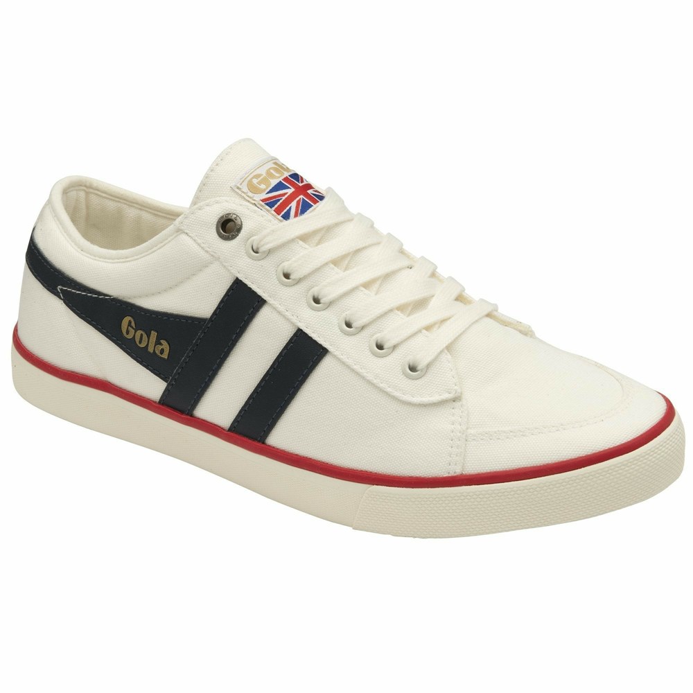 Basket Gola Vegan Comet Plimsoll Blanche Bleu Marine Rouge Homme | YXZR-62224733