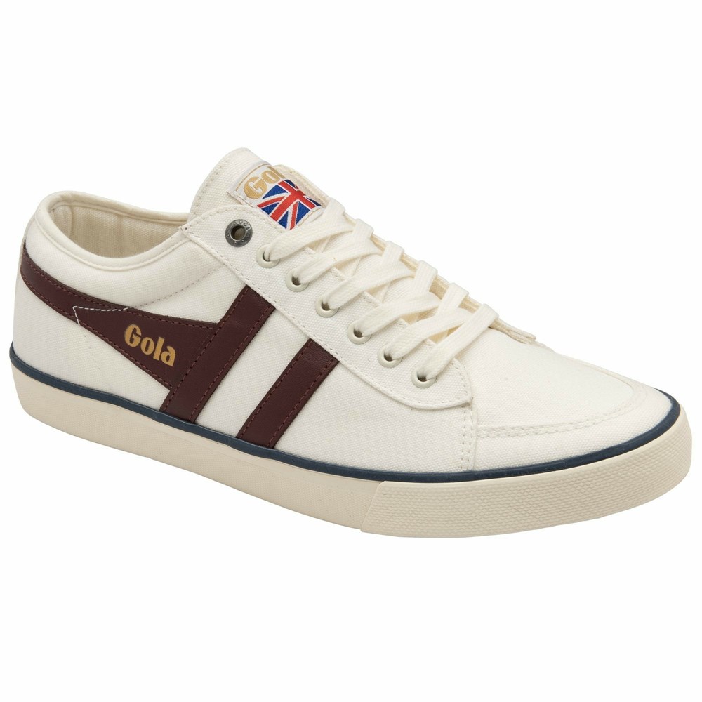 Basket Gola Vegan Comet Plimsoll Blanche Bordeaux Bleu Marine Homme | YVFD-42071936