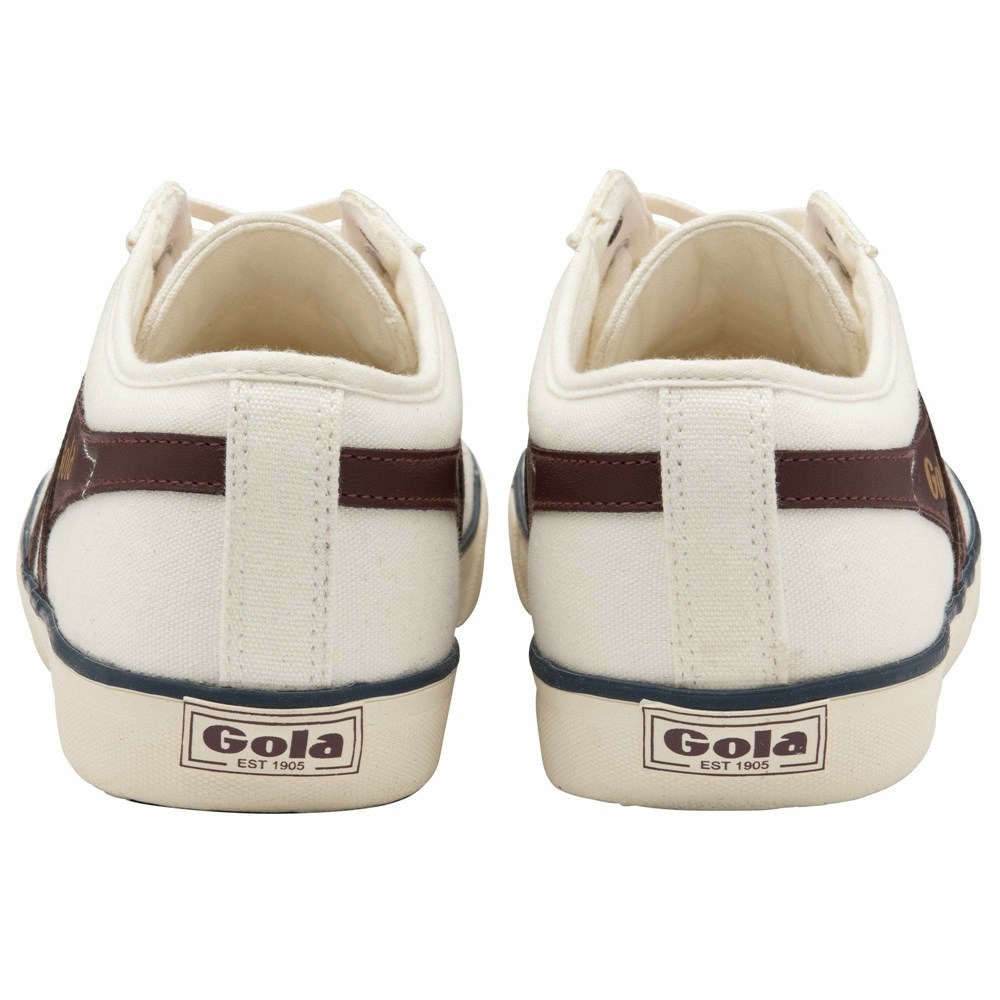 Basket Gola Vegan Comet Plimsoll Blanche Bordeaux Bleu Marine Homme | YVFD-42071936