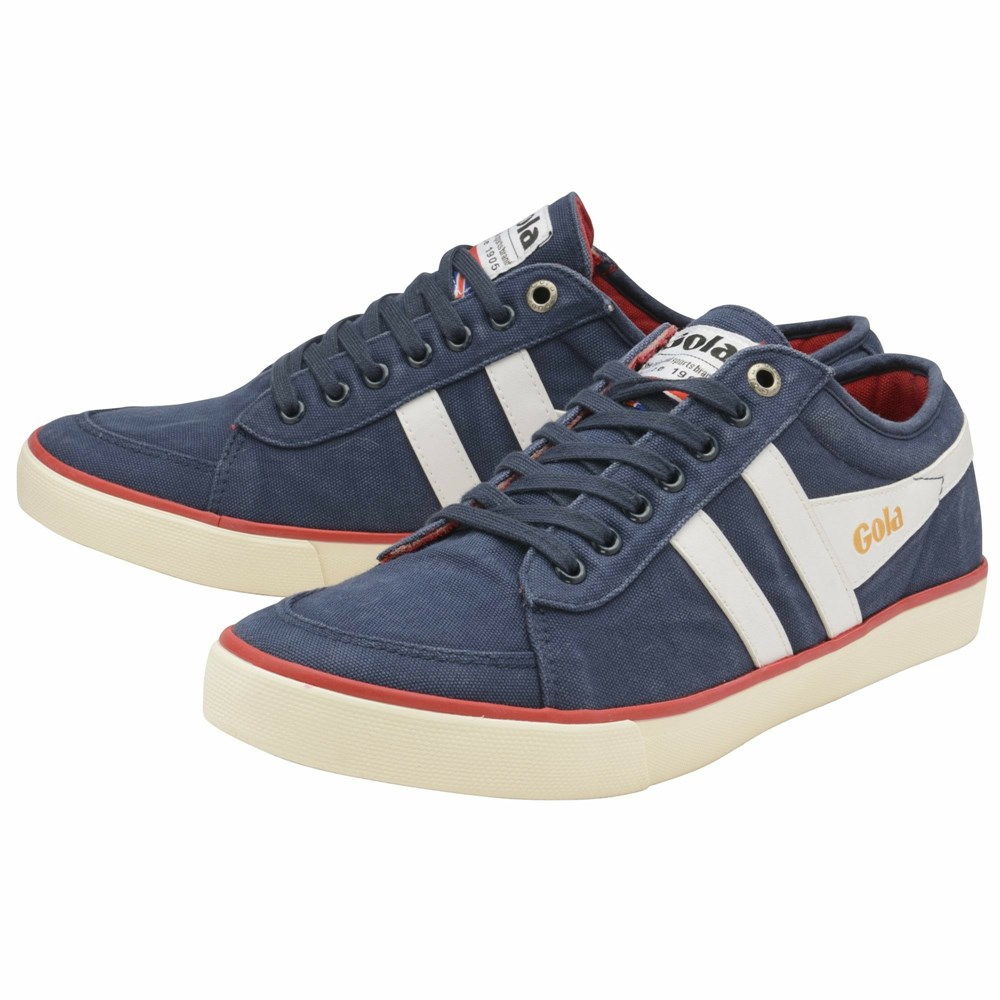 Basket Gola Vegan Comet Plimsoll Bleu Marine Blanche Homme | HCLJ-28096906