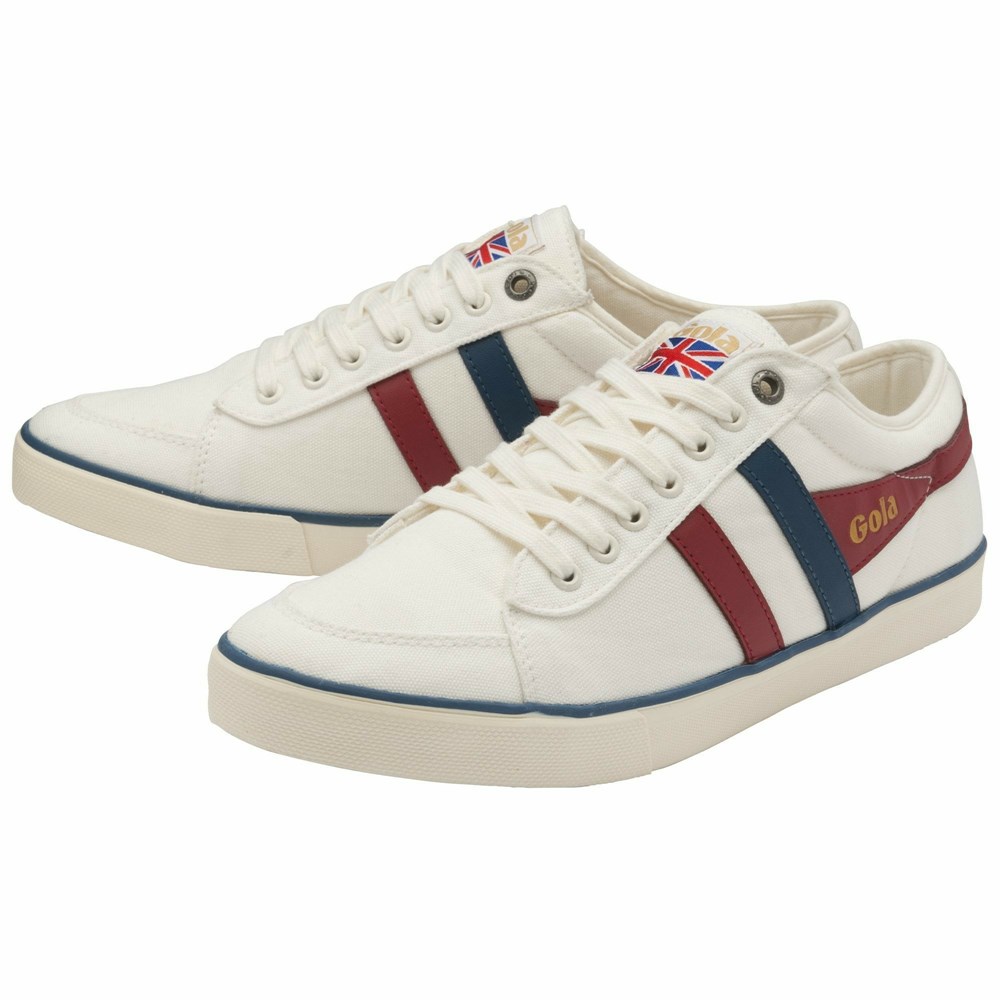 Basket Gola Vegan Comet Plimsoll Blanche Rouge Bleu Homme | YLCY-54316808