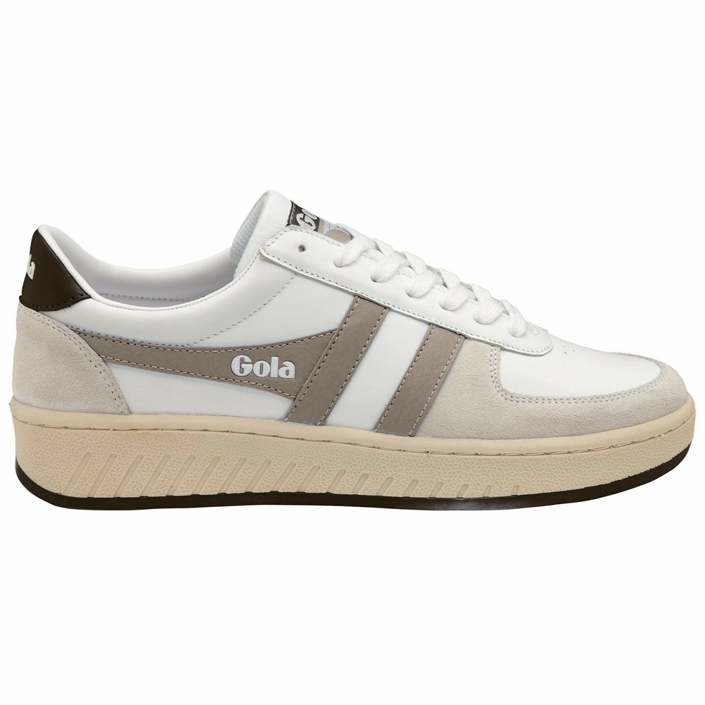 Basket Gola Grandslam Classiche Blanche Marron Foncé Homme | LSMB-82456579