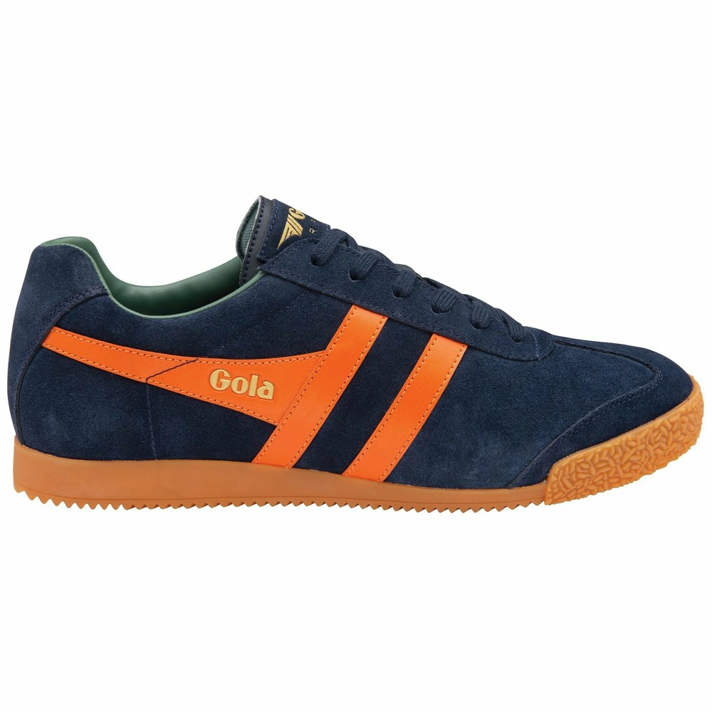 Basket Gola Harrier Daim Bleu Marine Orange Vert Olive Homme | GNLT-16189347