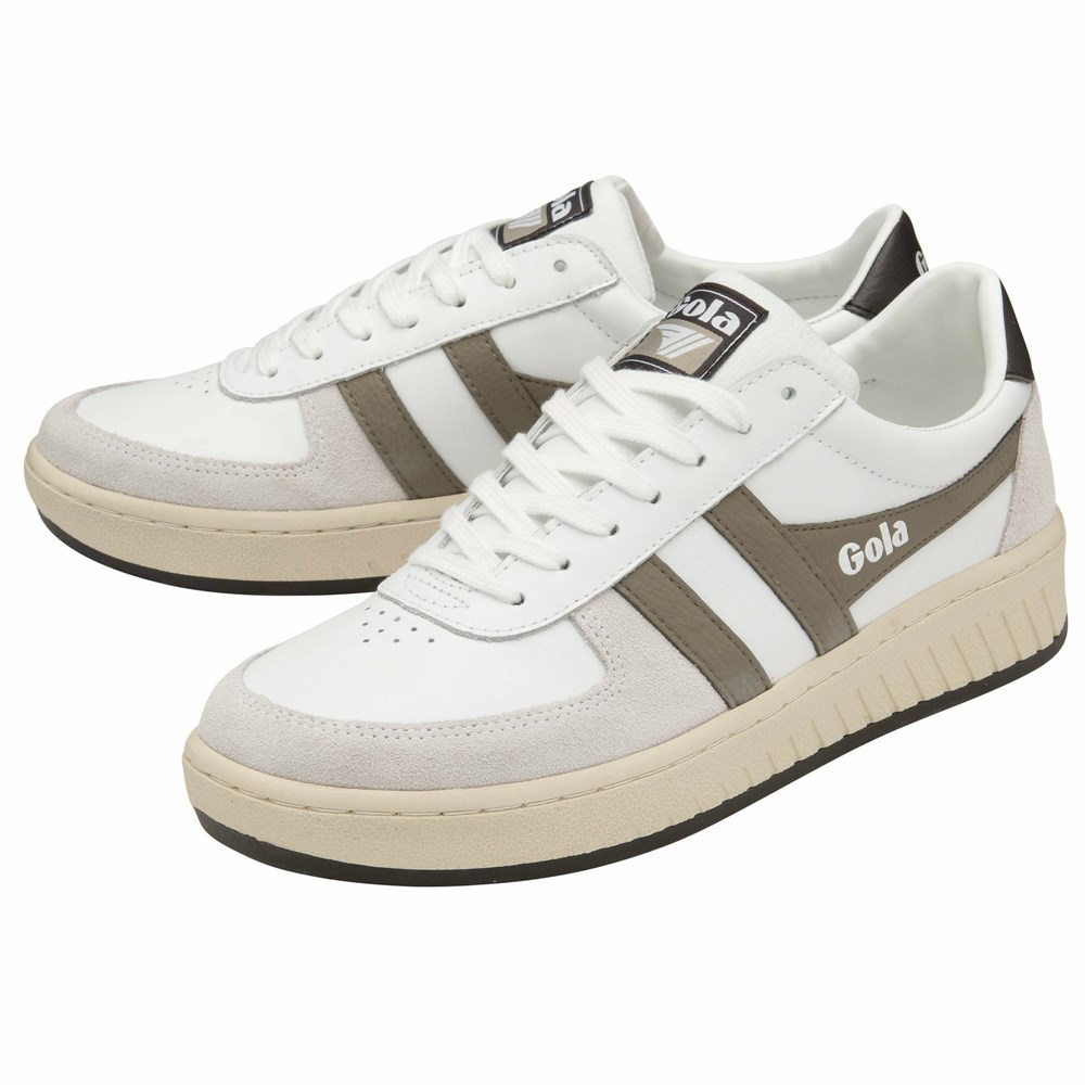 Basket Gola Grandslam Classiche Blanche Marron Foncé Homme | LSMB-82456579