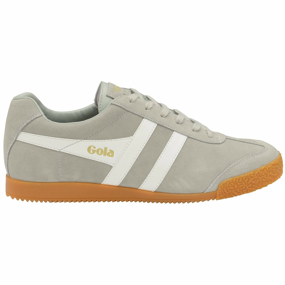 Basket Gola Harrier Daim Grise Clair Blanche Homme | POXE-49614721