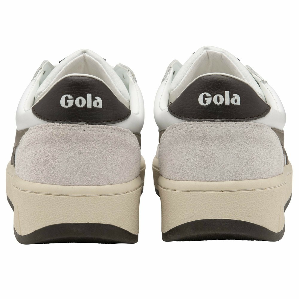 Basket Gola Grandslam Classiche Blanche Marron Foncé Homme | LSMB-82456579