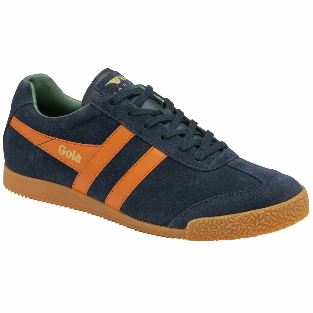 Basket Gola Harrier Daim Bleu Marine Orange Vert Olive Homme | GNLT-16189347