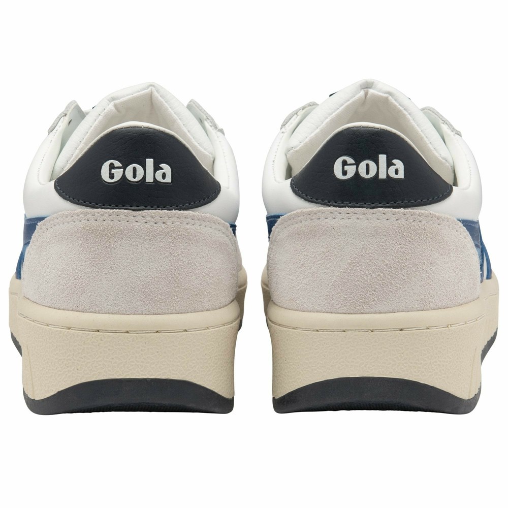 Basket Gola Grandslam Classiche Blanche Bleu Bleu Marine Homme | WFYK-61428065