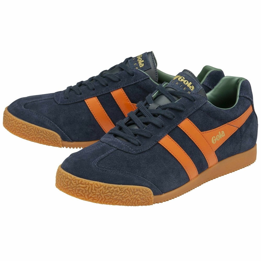 Basket Gola Harrier Daim Bleu Marine Orange Vert Olive Homme | GNLT-16189347