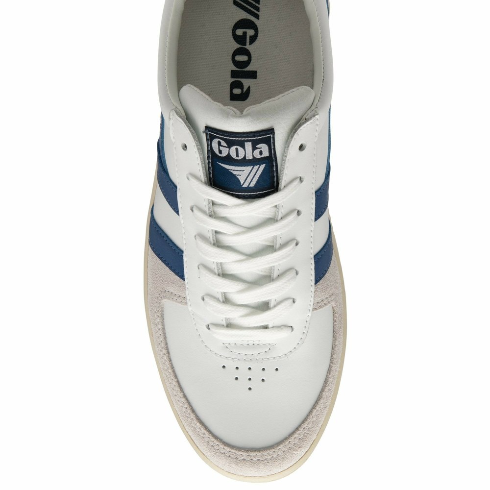 Basket Gola Grandslam Classiche Blanche Bleu Bleu Marine Homme | WFYK-61428065