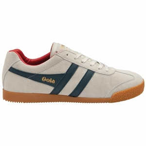 Basket Gola Harrier Daim Blanche Bleu Rouge Homme | HYGQ-54099320