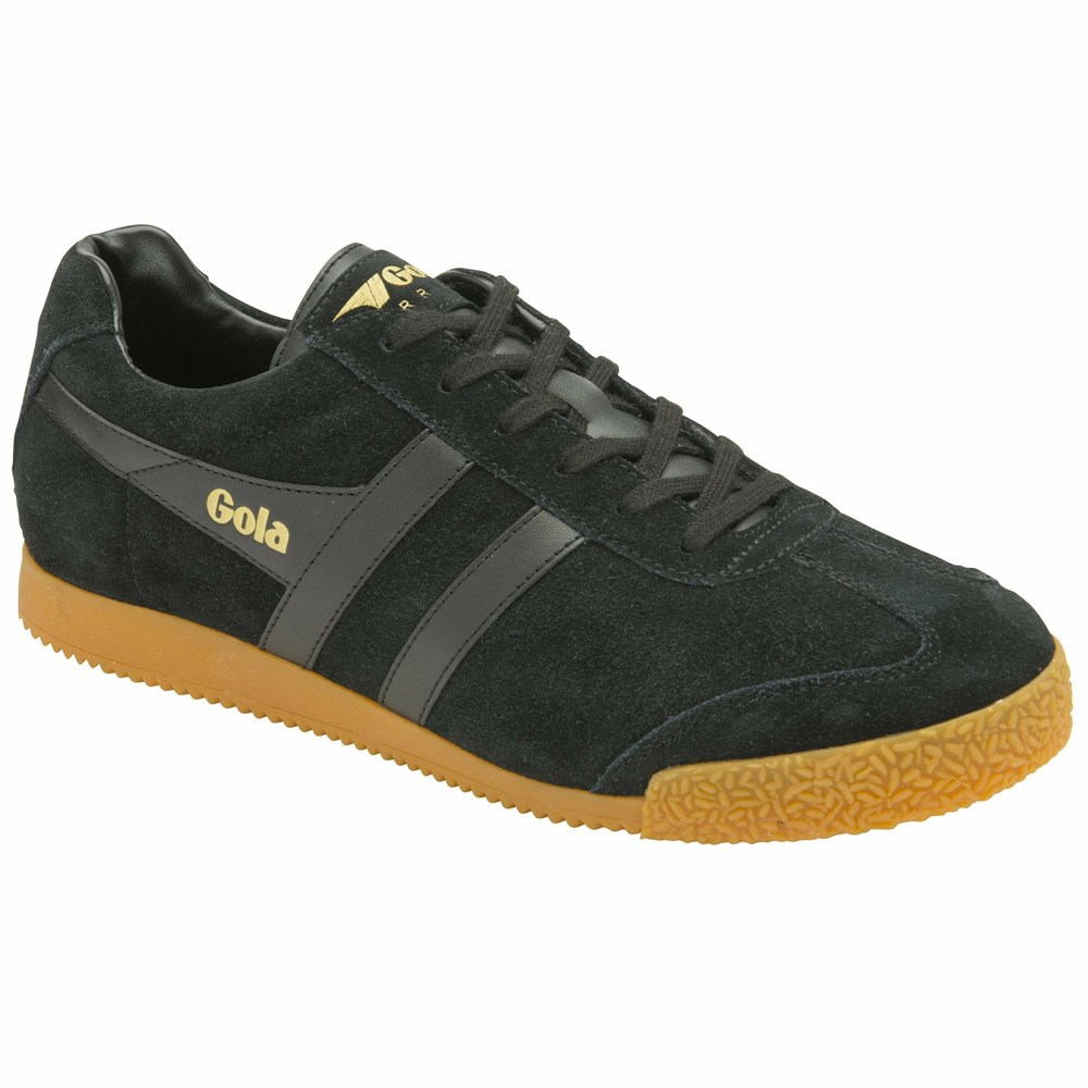 Basket Gola Harrier Daim Noir Noir Homme | UBET-14523041