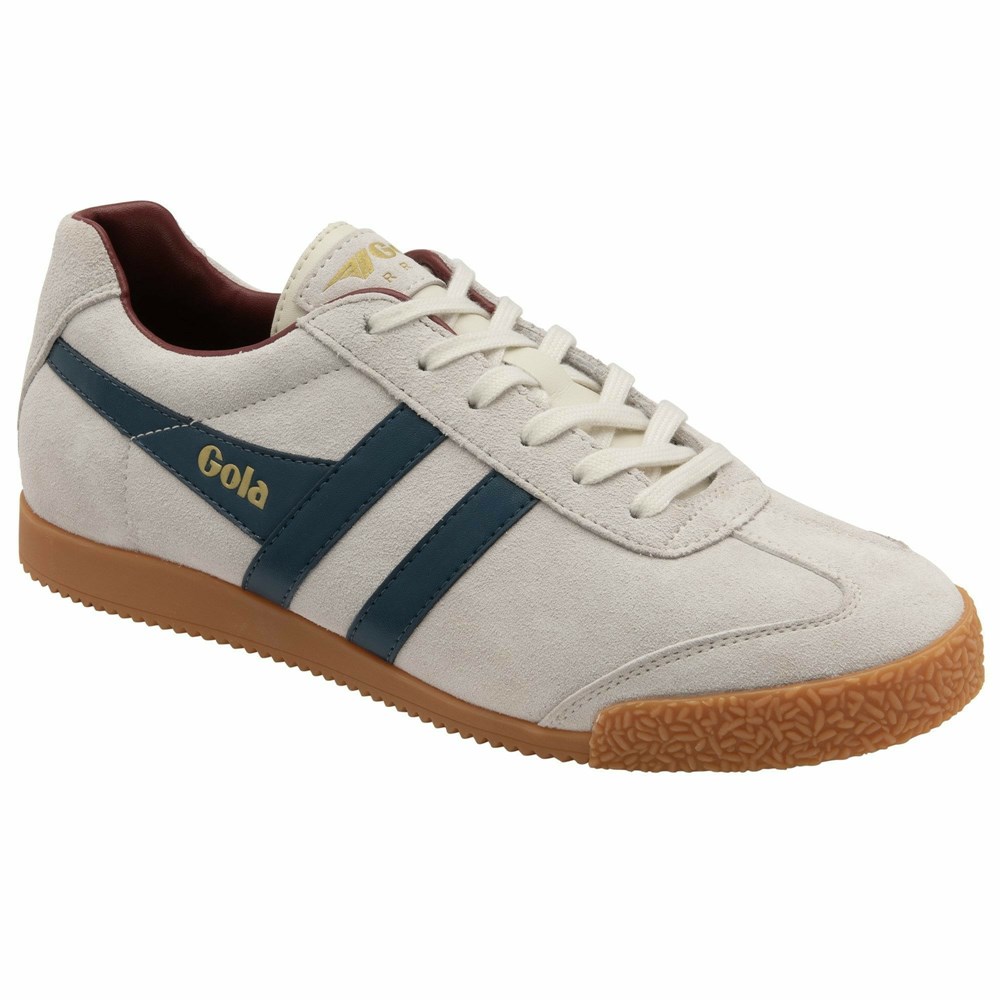 Basket Gola Harrier Daim Blanche Bleu Rouge Homme | HYGQ-54099320