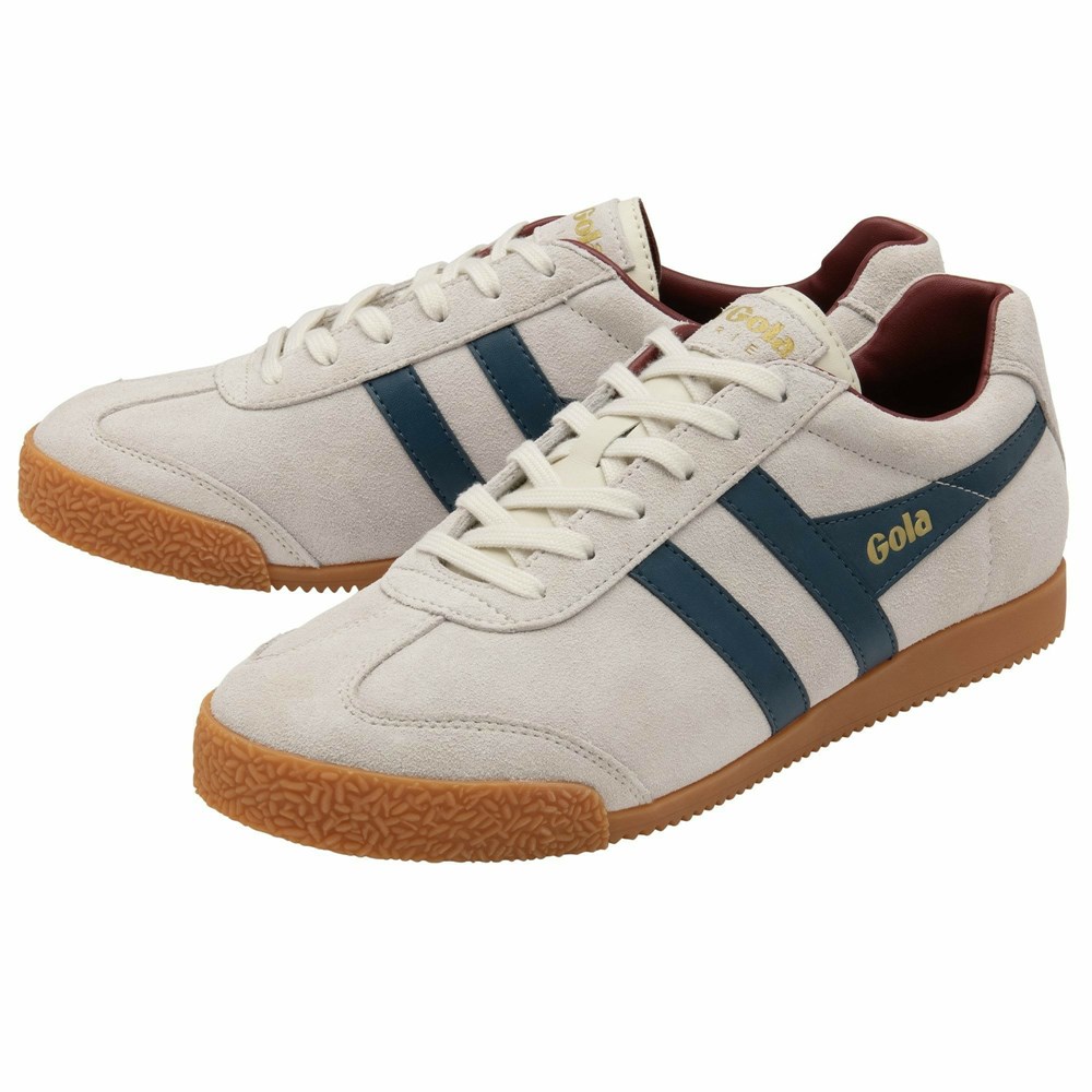 Basket Gola Harrier Daim Blanche Bleu Rouge Homme | HYGQ-54099320