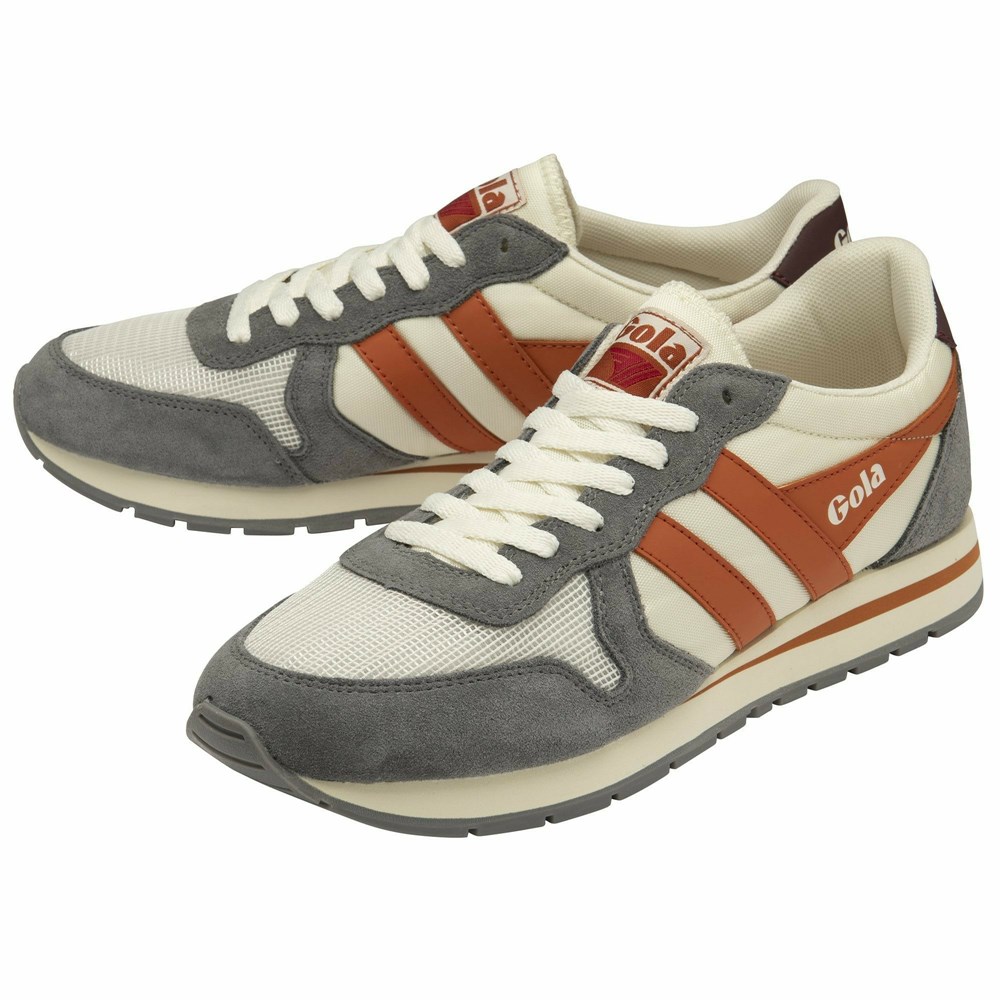 Basket Gola Daytona Blanche Grise Orange Homme | NJUQ-14383864