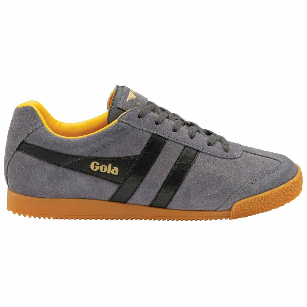 Basket Gola Harrier Daim Grise Noir Orange Homme | HZRC-98413832