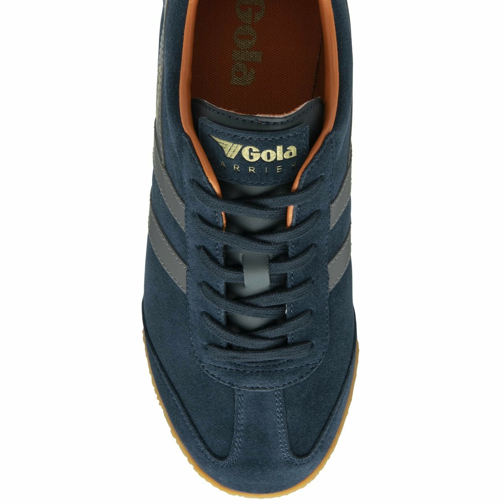 Basket Gola Harrier Daim Bleu Marine Grise Orange Homme | NQJI-68626811