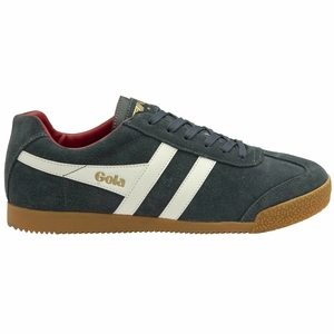 Basket Gola Harrier Daim Blanche Rouge Homme | KOOU-06157773