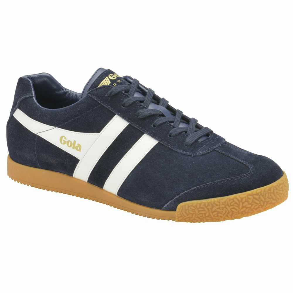 Basket Gola Harrier Daim Bleu Marine Blanche Homme | WPPZ-01561595