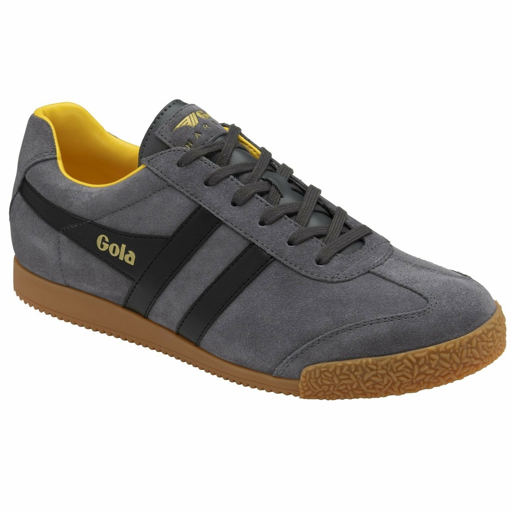 Basket Gola Harrier Daim Grise Noir Orange Homme | HZRC-98413832