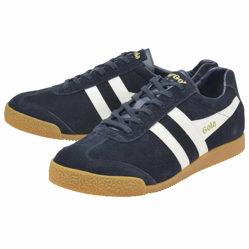 Basket Gola Harrier Daim Bleu Marine Blanche Homme | WPPZ-01561595