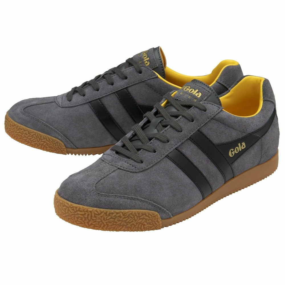 Basket Gola Harrier Daim Grise Noir Orange Homme | HZRC-98413832