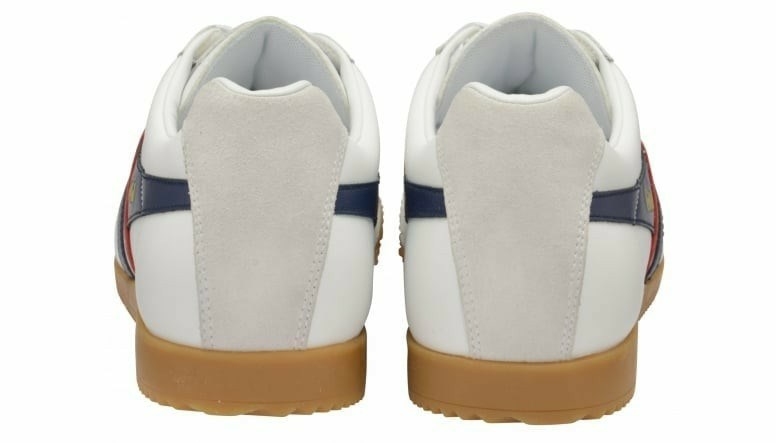 Basket Gola Harrier Cuir Blanche Bleu Marine Rouge Homme | DKAH-41412980