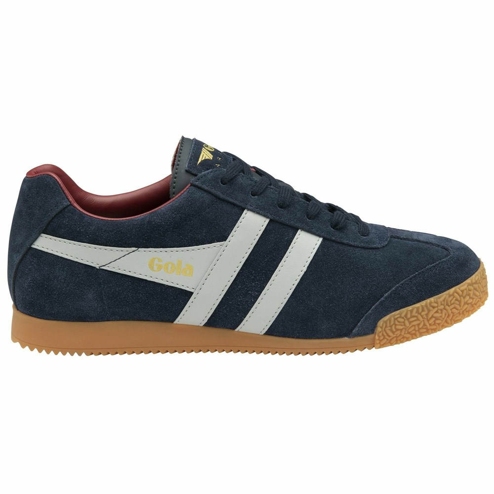 Basket Gola Harrier Daim Bleu Marine Grise Clair Rouge Homme | XSBS-57807398