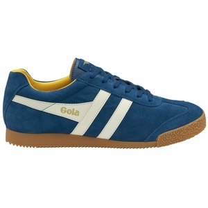 Basket Gola Harrier Daim Bleu Blanche Orange Homme | YIWJ-50351732