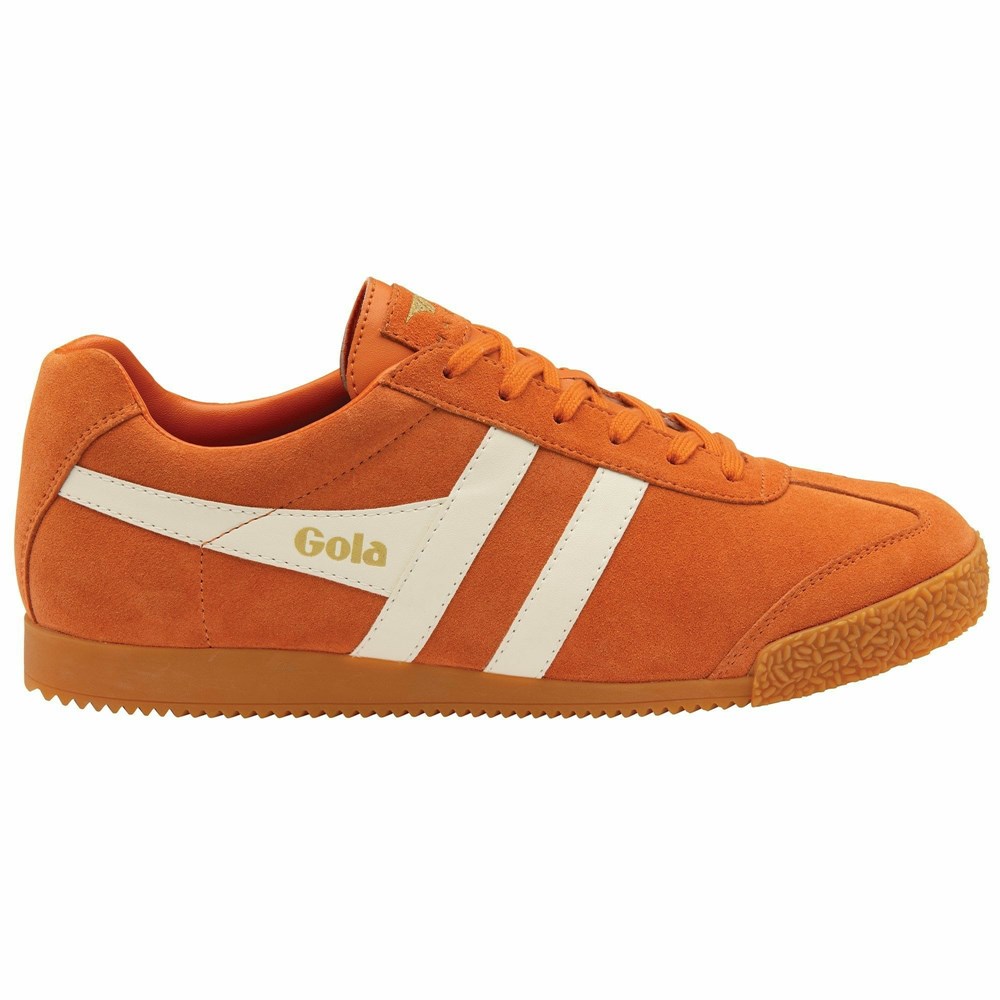 Basket Gola Harrier Daim Orange Blanche Homme | SSPI-60207222