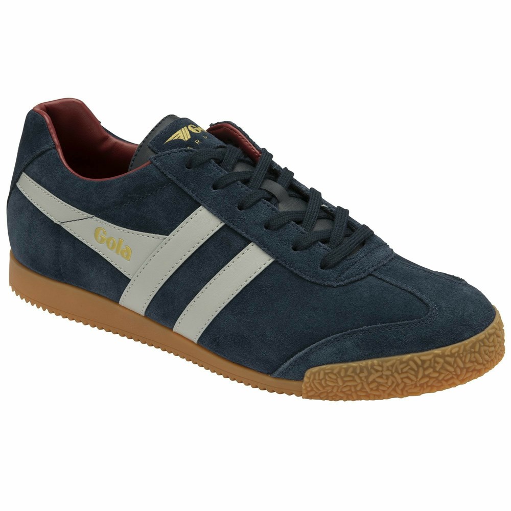 Basket Gola Harrier Daim Bleu Marine Grise Clair Rouge Homme | XSBS-57807398