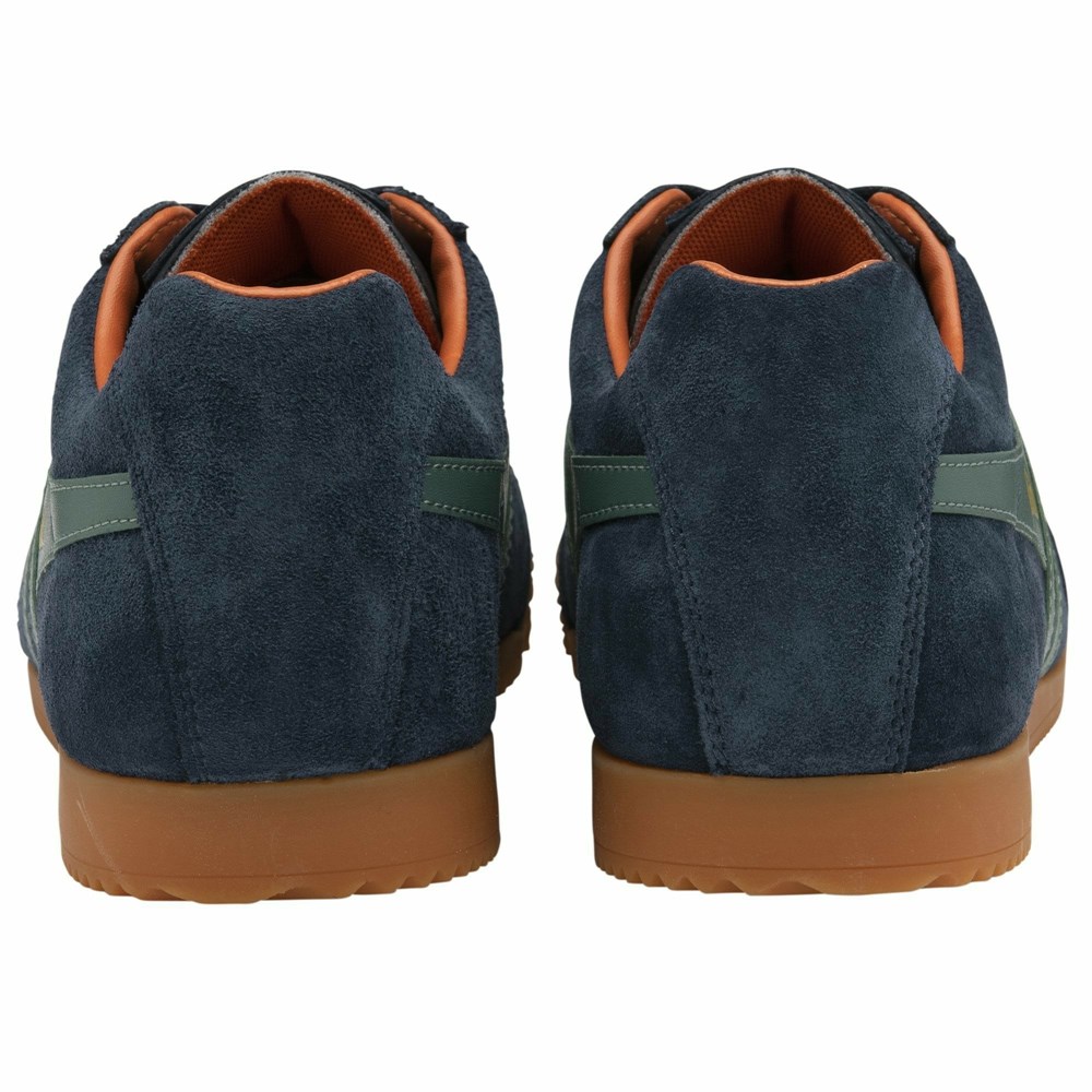 Basket Gola Harrier Daim Bleu Marine Vert Olive Orange Homme | WGWU-46977325