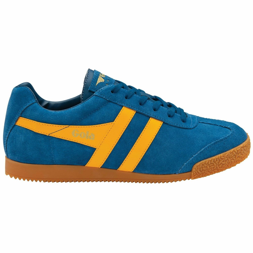 Basket Gola Harrier Daim Bleu Orange Homme | NNLB-15175458