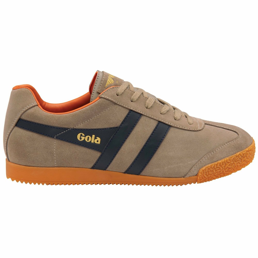 Basket Gola Harrier Daim Bleu Marine Orange Homme | LRJU-12962677