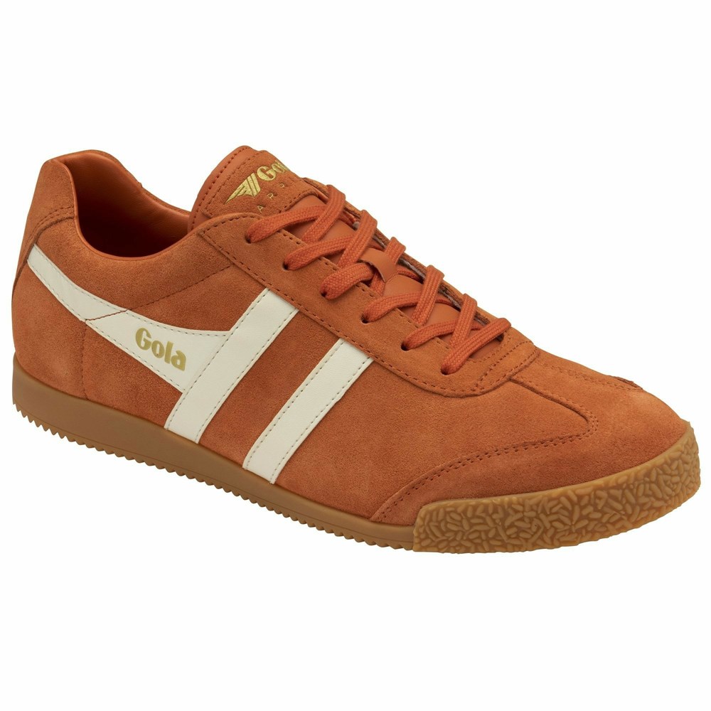 Basket Gola Harrier Daim Orange Blanche Homme | SSPI-60207222