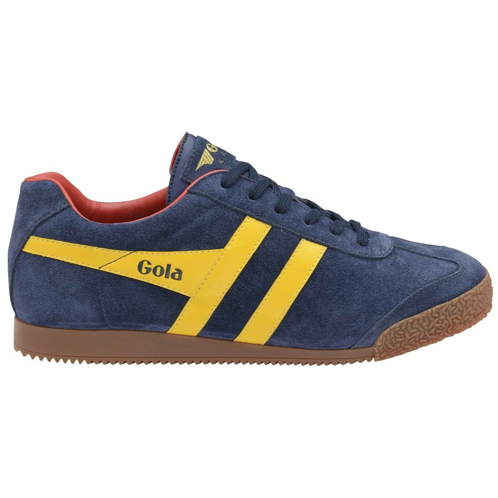 Basket Gola Harrier Daim Bleu Marine Orange Rouge Homme | GFLU-39740550