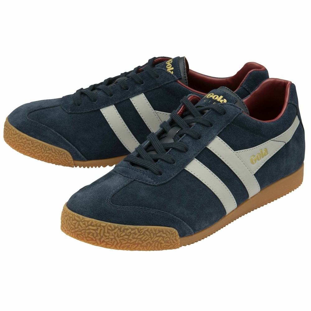 Basket Gola Harrier Daim Bleu Marine Grise Clair Rouge Homme | XSBS-57807398