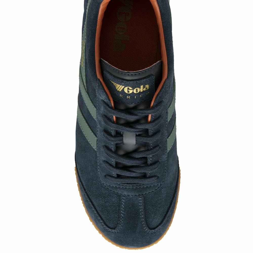 Basket Gola Harrier Daim Bleu Marine Vert Olive Orange Homme | WGWU-46977325