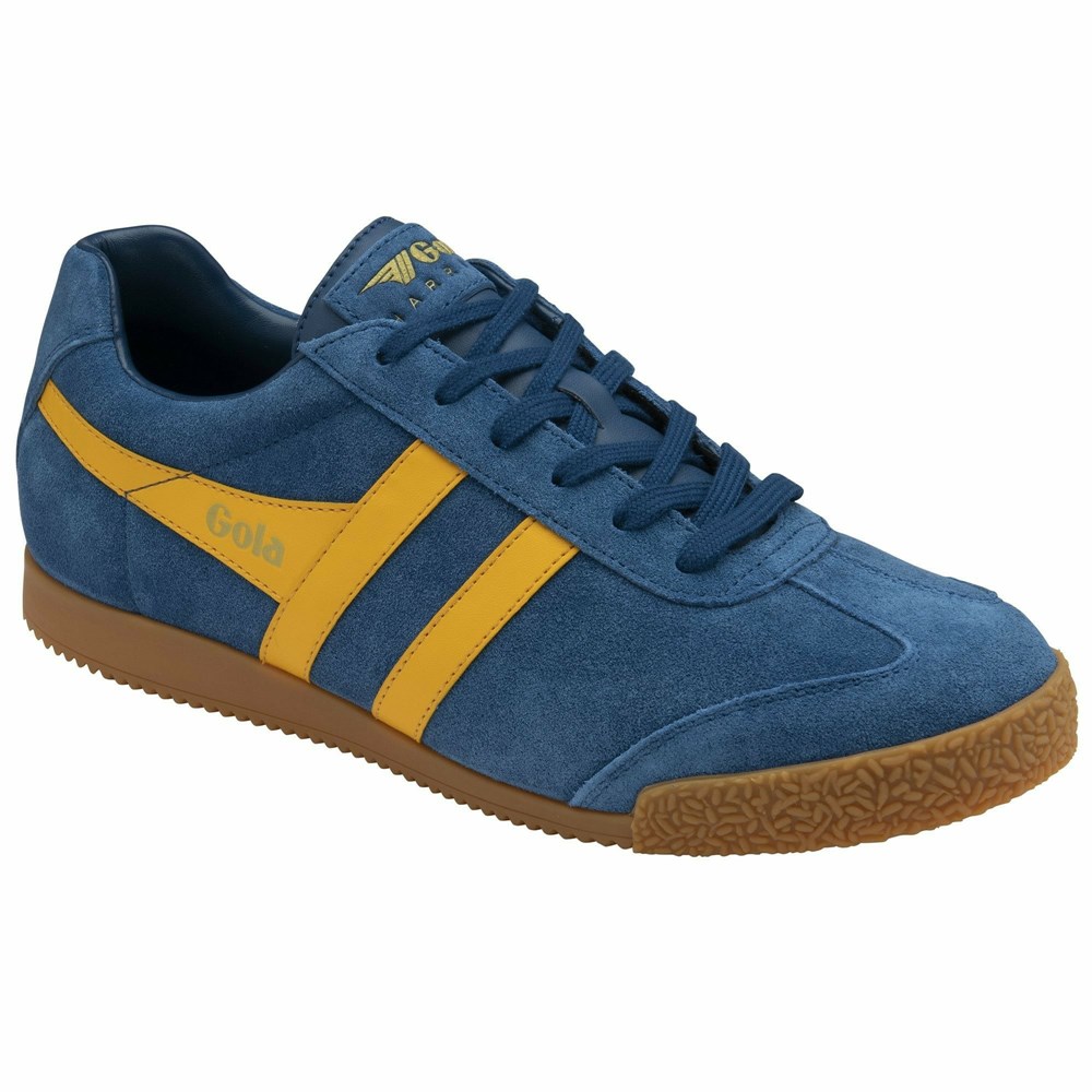 Basket Gola Harrier Daim Bleu Orange Homme | NNLB-15175458