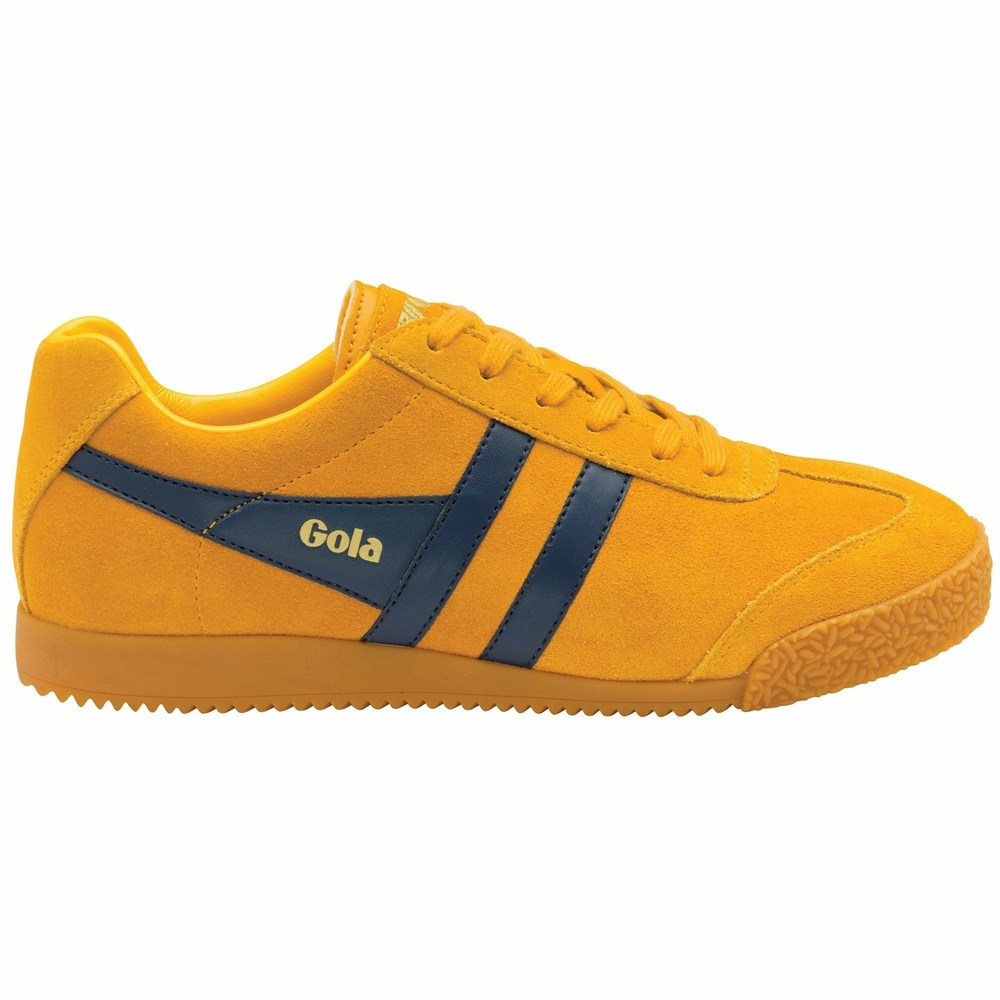 Basket Gola Harrier Daim Orange Bleu Marine Homme | OPTS-10096048