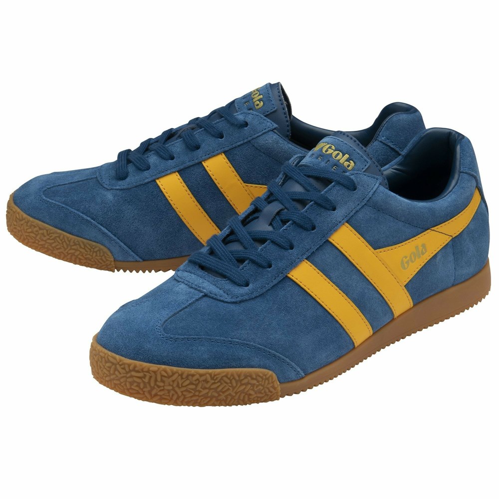 Basket Gola Harrier Daim Bleu Orange Homme | NNLB-15175458