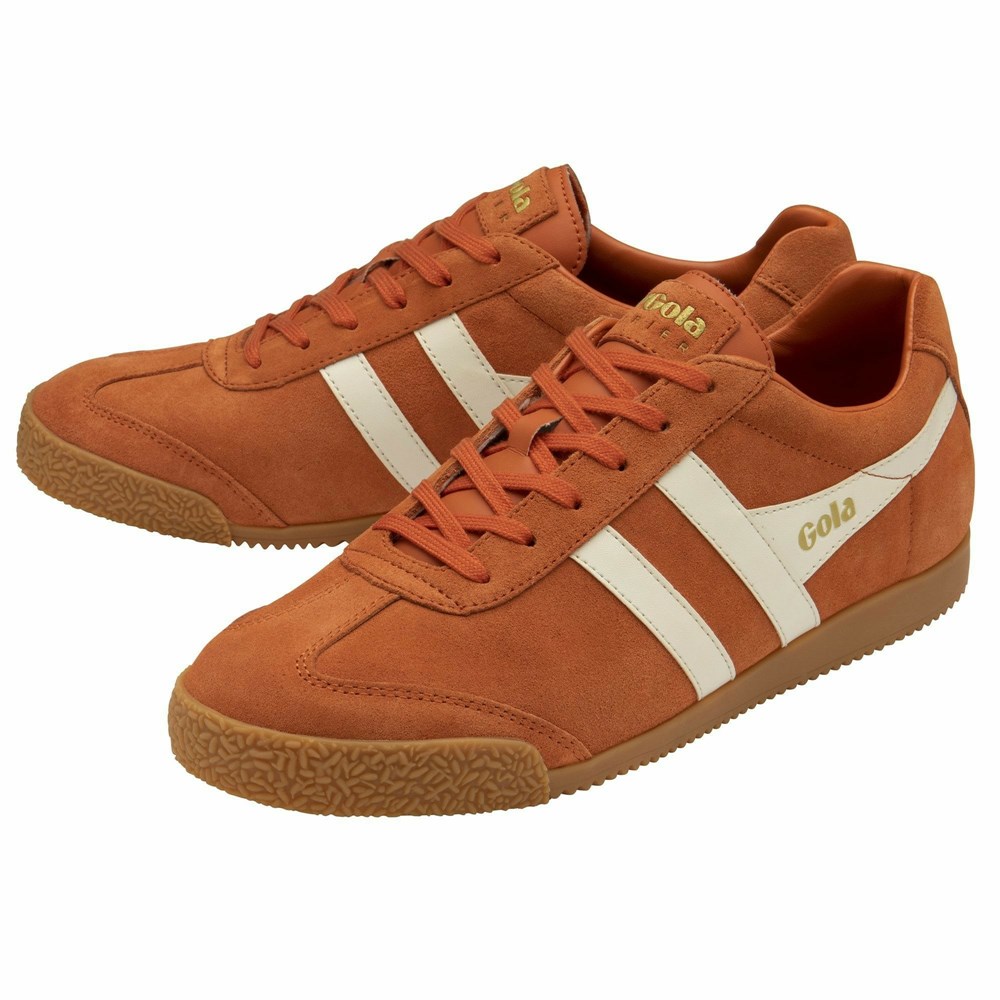 Basket Gola Harrier Daim Orange Blanche Homme | SSPI-60207222