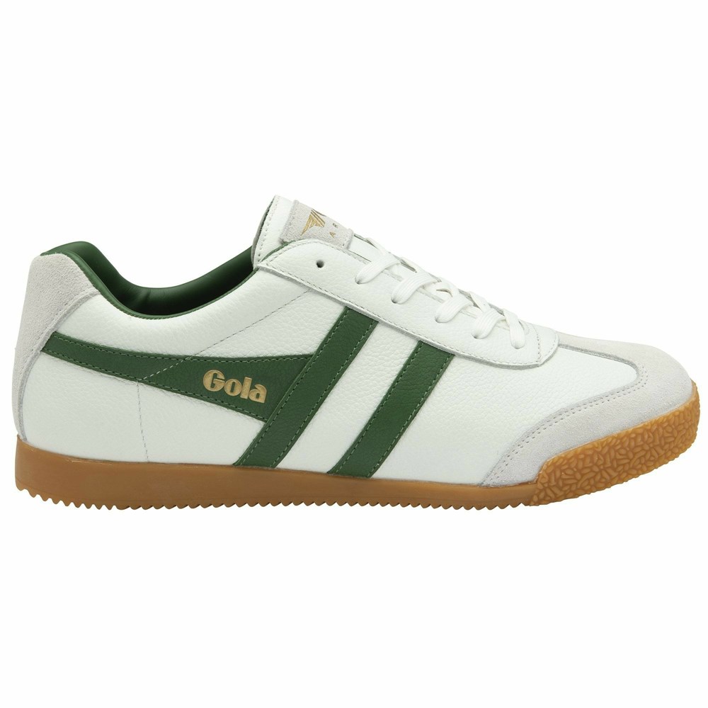 Basket Gola Harrier Cuir Blanche Vert Vert Homme | MYDE-66583740