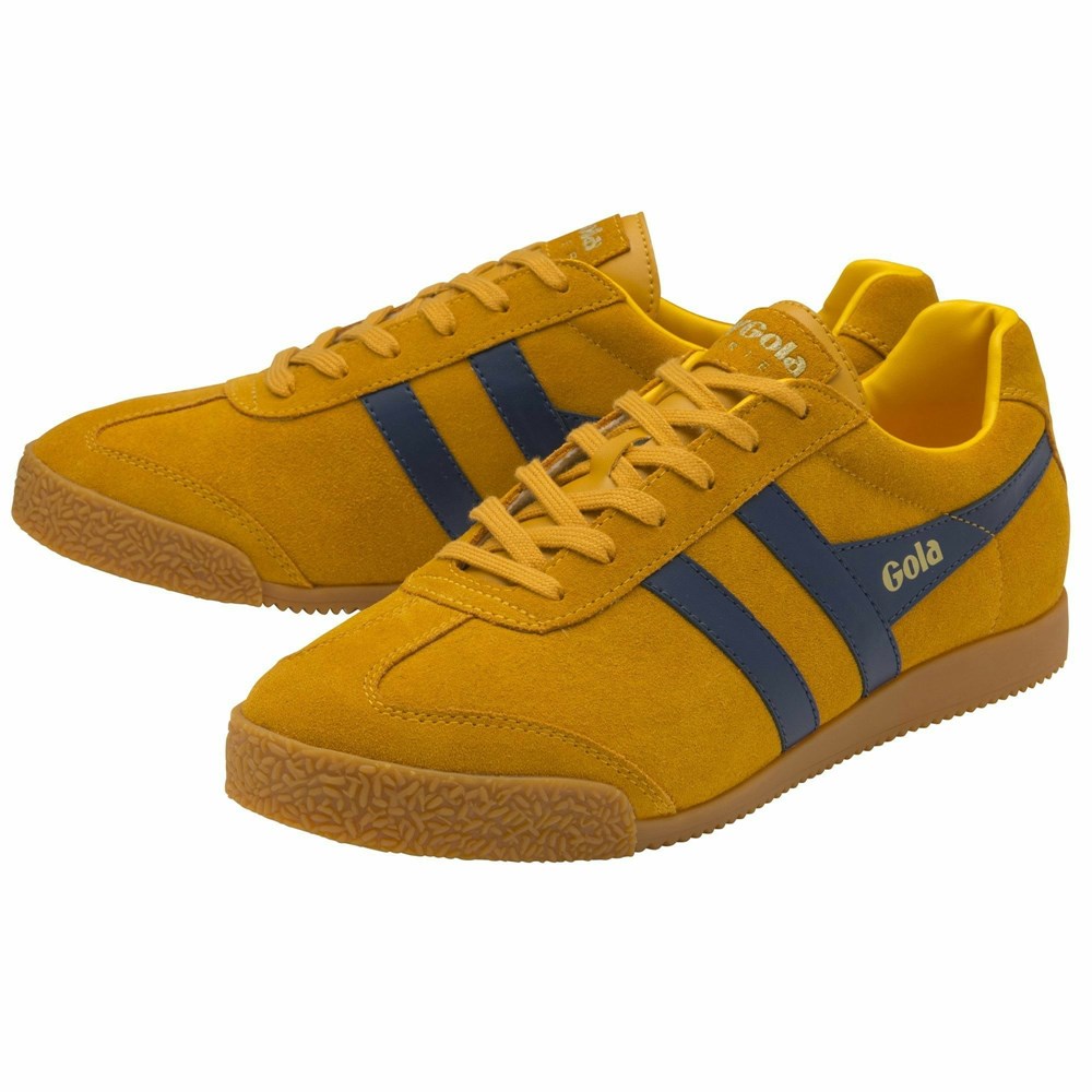 Basket Gola Harrier Daim Orange Bleu Marine Homme | OPTS-10096048