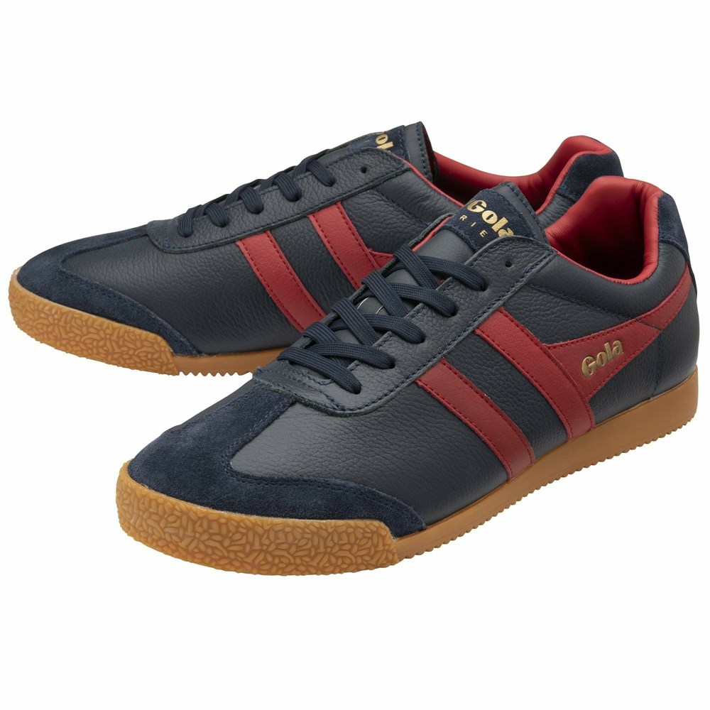 Basket Gola Harrier Cuir Bleu Marine Rouge Rouge Homme | QTSS-42431902