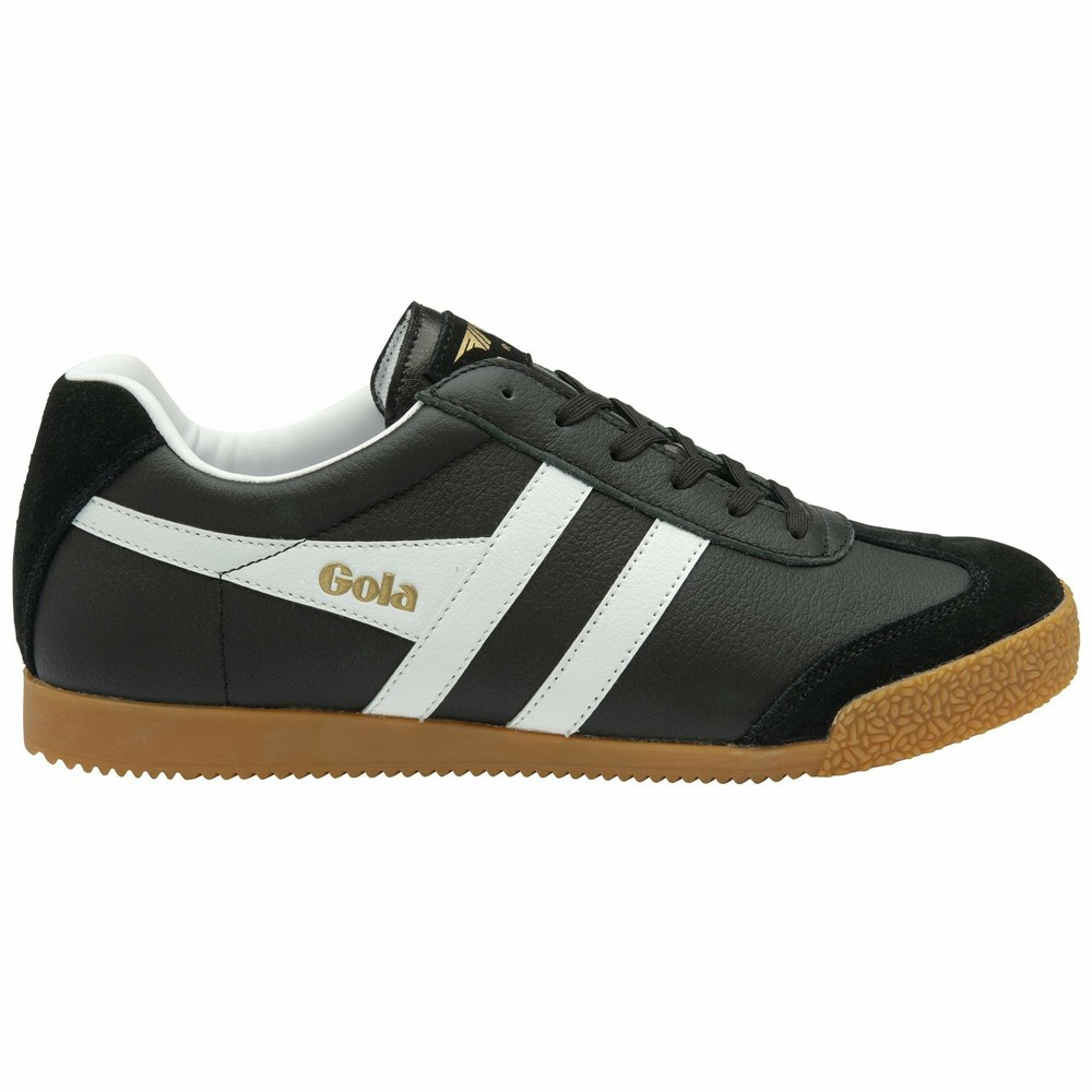 Basket Gola Harrier Cuir Noir Blanche Homme | TUJK-97735974