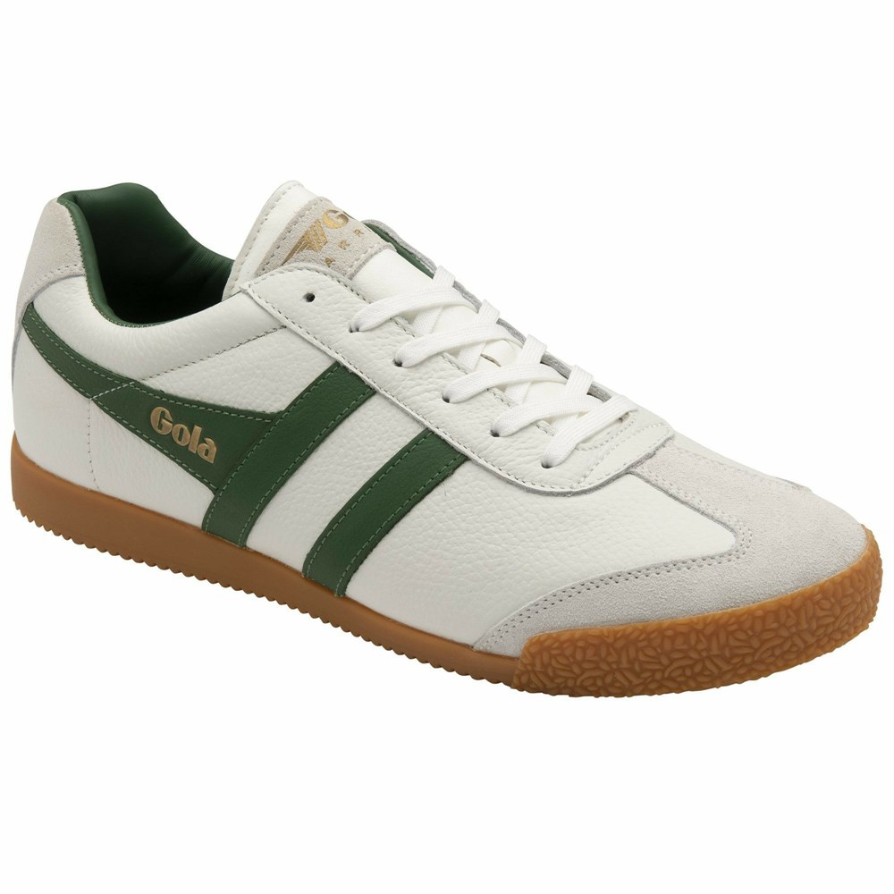 Basket Gola Harrier Cuir Blanche Vert Vert Homme | MYDE-66583740