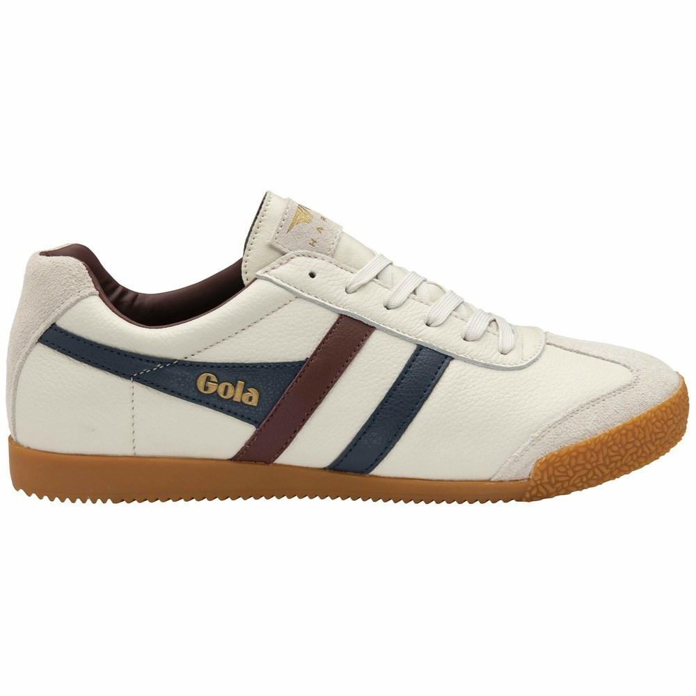 Basket Gola Harrier Cuir Blanche Bleu Marine Bordeaux Homme | DDLU-90278150