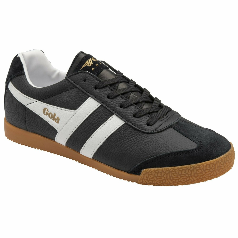 Basket Gola Harrier Cuir Noir Blanche Homme | TUJK-97735974